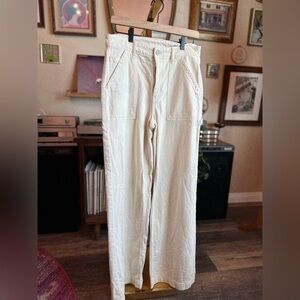 AE Super High-Rise Baggy Wide-Leg Utility Pants | Cream